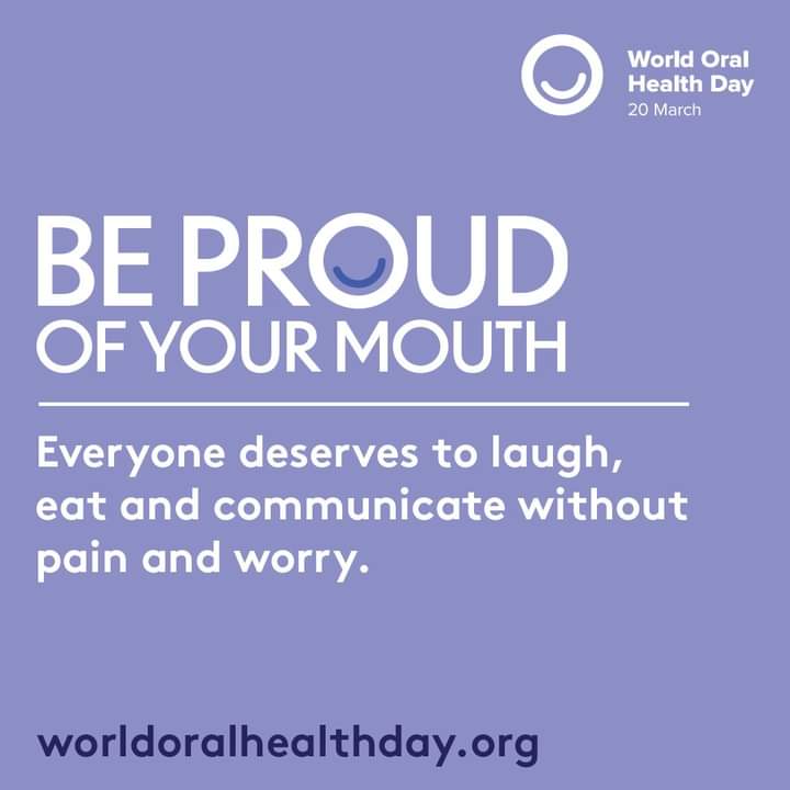 #OralDiseases affect nearly 3.5 billion people globally. This #WorldOralHealthDay, let’s come together to send out a simple but powerful message: Be Proud of Your Mouth, not just for the sake of your #OralHealth, but for your happiness and well-being #MouthProud #WOHD22