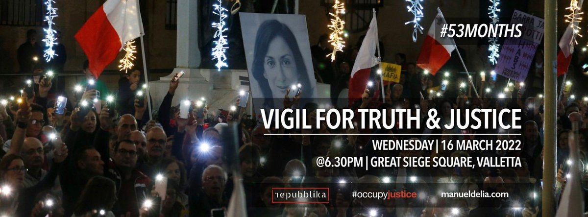 vassallo_lou's tweet photo. Tomorrow | 16th March
#53months since
#DaphneCaruanaGalizia was silenced. Be there and raise your voice for #JusticeForDaphne @occupyjusticema @repubblikaMT @Manwel_Delia https://t.co/vOMIggrjB1