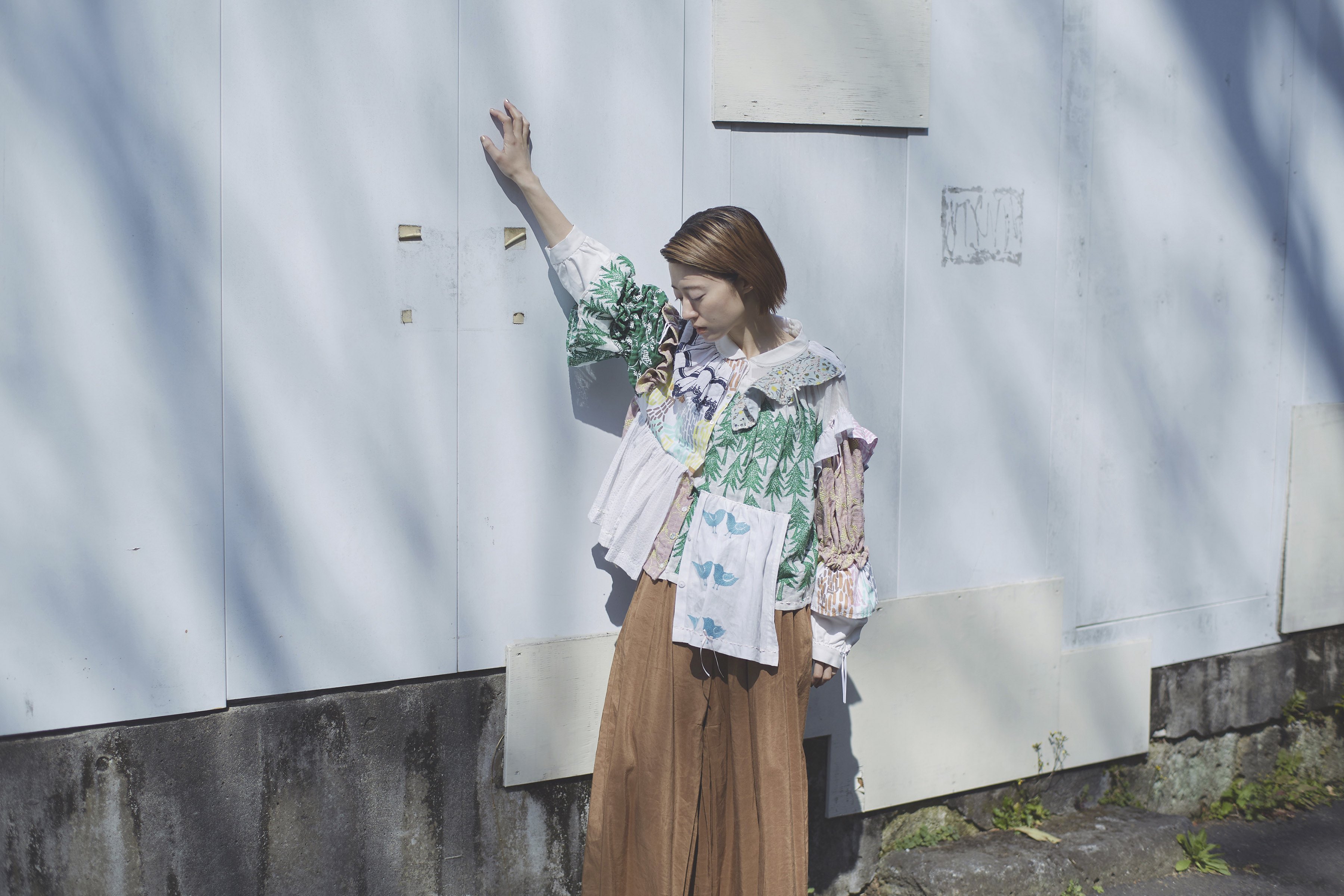 ミナペルホネン×keisuke kanda 手縫いジャージ　L Keisuke Kanda × mina perhonen cream soda 手縫いのジャージ