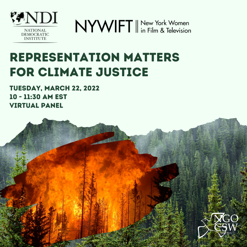 NYWIFT's tweet photo. We are thrilled to partner with @NDI to present Representation Matters for Climate Justice March 22 as part of @un_csw #CSW66! @queendean @jubileefilms @wanjaems &amp; @ndeltoro to discuss ways media can impact positive change.

Register for FREE:
https://t.co/8rUkk9mGNP https://t.co/5ia9idSD8d