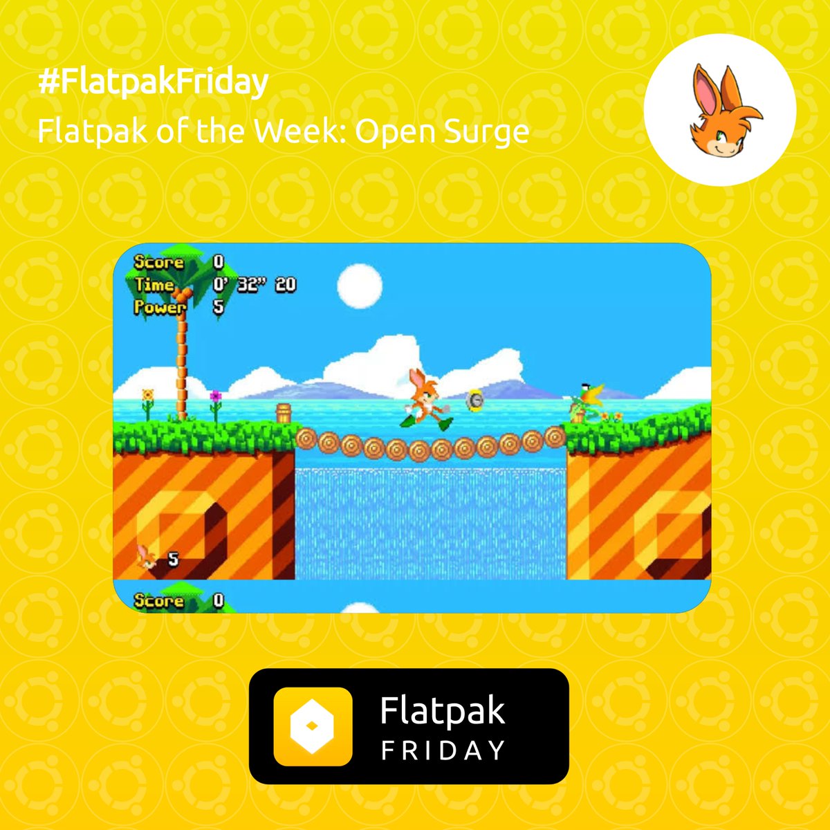 ubuntufriends's tweet photo. It's #flatpakfriday
#OpenSurge is a fun 2D retro platformer inspired by Sonic games and a game creation system that lets you unleash your creativity wich you can play using a keyboard or a joystick
Get it here: https://t.co/iQzBhwbPh8 https://t.co/nxfJjYBoJE