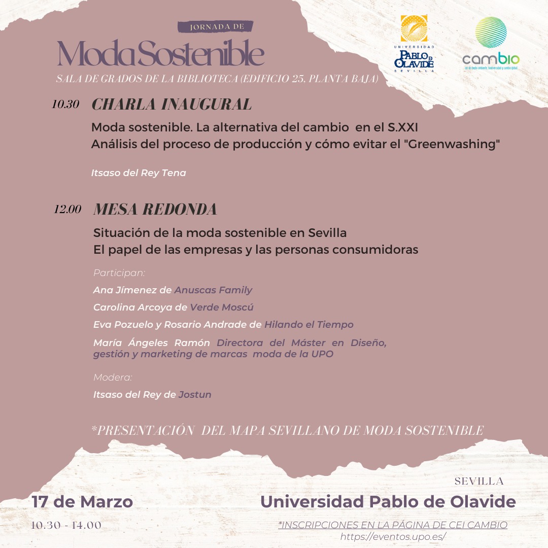 mastermodaupo's tweet photo. ¿Es posible para el consumidor entender cuándo una prenda es sostenible? ¿Es posible tener éxito con marcas sostenibles? @cei_cambio nos ha invitado a participar en la jornada de #modasostenible. ¡Inscríbete! https://t.co/G9skgDwYPF  #mbamoda @pablodeolavide y @sevillademoda https://t.co/td11zceHSN