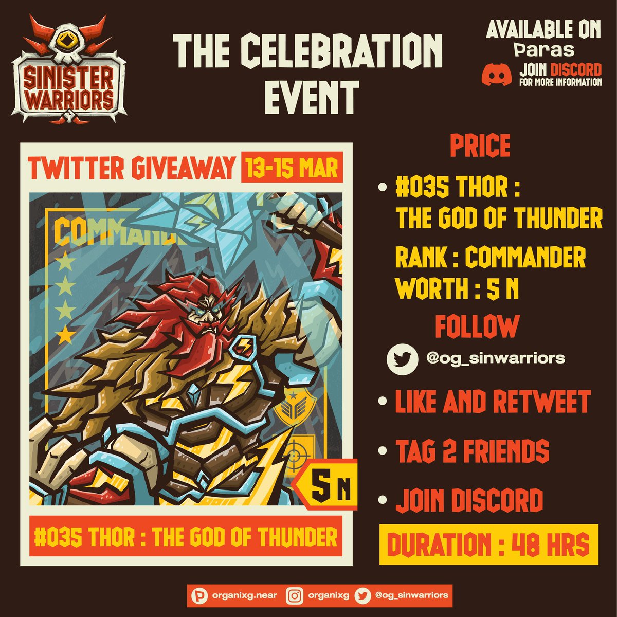 og_sinwarriors's tweet photo. The discord giveaway will end in 2 hrs
And the Twitter giveaway@will end in 4 hr. Don’t forget to join! 100% free!! https://t.co/hutagdoE9A

#NEAR #nearNFTs #NEARProtocol #NEARcollector #NEARcollector #sinisterwarriors #NFTGiveaways https://t.co/ifEv95lPjU