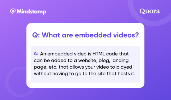 UseMindstamp's tweet photo. "What are embedded videos?"

An #embeddedvideo simply means your website, blog, landing page or whatever has an iFrame (effectively a page within a page) serving the video player from a video.

Learn how you can embed your videos with Mindstamp: https://t.co/VA1xZiGCzu https://t.co/fcauDyDAOK
