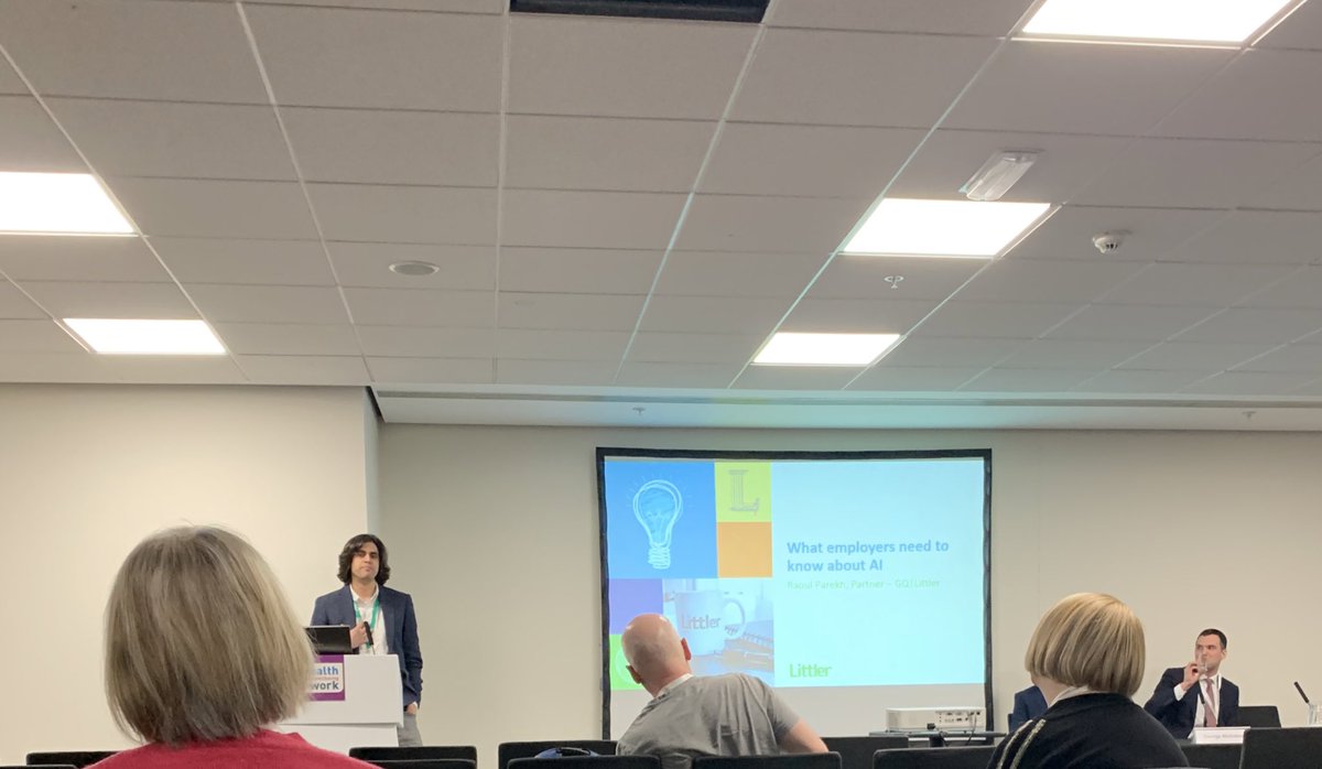 Great to hear @GQLittler’s Raoul Parekh speaking about #AI and #EmploymentLaw at  #HWatWork 2022 this morning.