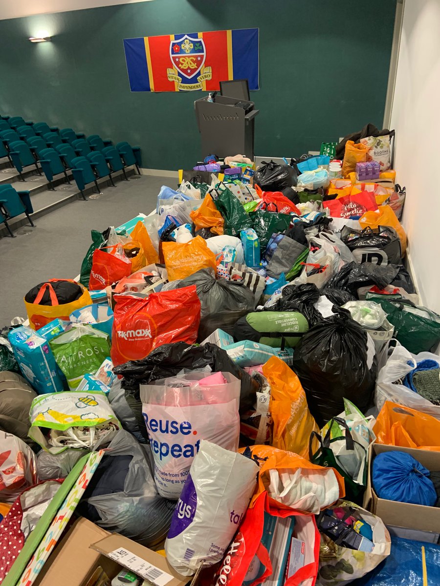StambroseC's tweet photo. An overwhelming response to our appeal for items to go to those fleeing the conflict in #Ukraine. Amazing work from our school community with literally thousands of items donated! https://t.co/dbhSVu0i9M