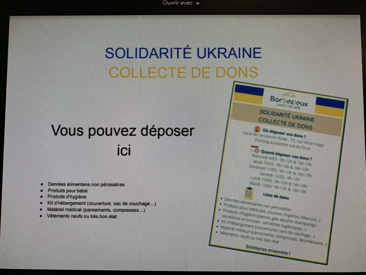 CCM Barbezieux (@barbezieuxccm) on Twitter photo La caisse de Barbezieux soutient la mairie en collectant quelques denrées pour l Ukraine 🇺🇦 #Ukraine #solidaire <a href="/cmarkea/">Crédit Mutuel Arkéa</a> La caisse de Barbezieux soutient la mairie en collectant quelques denrées pour l Ukraine 🇺🇦 #Ukraine #solidaire <a href="/cmarkea/">Crédit Mutuel Arkéa</a>