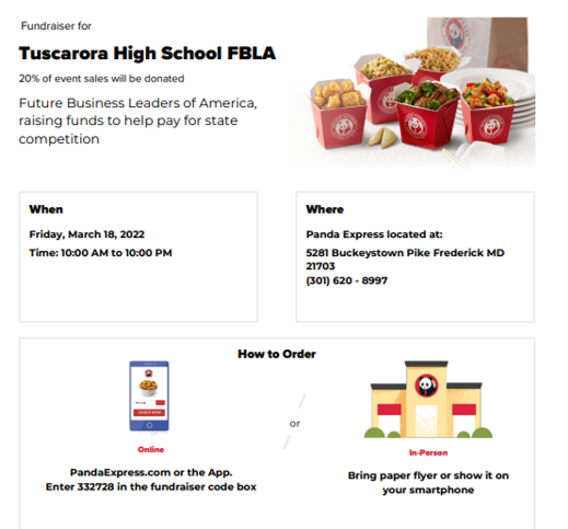 MrsJorgensen_'s tweet photo. FBLA is hosting a fundraiser at Panda Express Friday 3/18! Come support our Future Business Leaders! https://t.co/Bnn1QoIvhJ