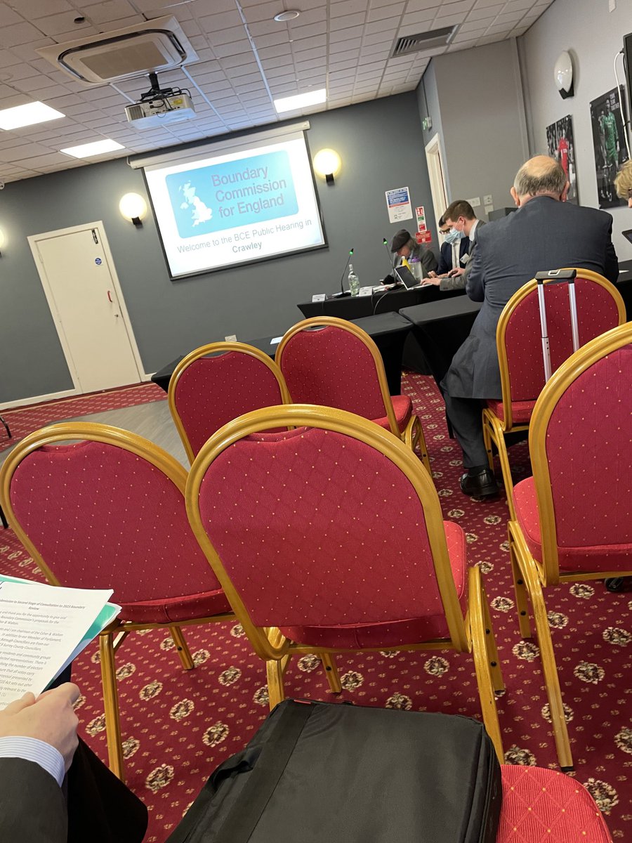 Interesting morning down in Crawley at the Parliamentary Boundary Commission Hearing, urging them to keep Hersham ‘united’ in a single constituency. Their current proposal would divide us into 2 seats. Hopeful they will amend at the next stage ⁦<a href="/hershamres/">Hersham Residents</a>⁩
