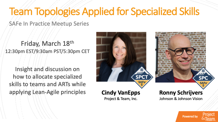 Is availability of specialized skills constraining your Agile Release Train? Join us 3/18 to hear how we take an economic view to optimize flow of value. Team Topologies Applied for Specialized Skills  lnkd.in/e2DAxvDs #agileteams #AgileReleaseTrains #LeanAgile #principles