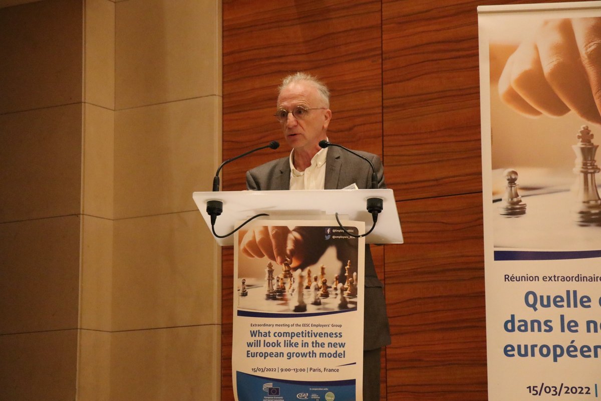 employers_EESC's tweet photo. We heard quite some gloomy words today, such as #war, #crisis, catastrophe
But we also heard courage and ambition. And to tackle our challenges this is exactly what we need.
@PBollon summarising the event on new #EuropeanGrowthModel https://t.co/LrHhIwxSb2