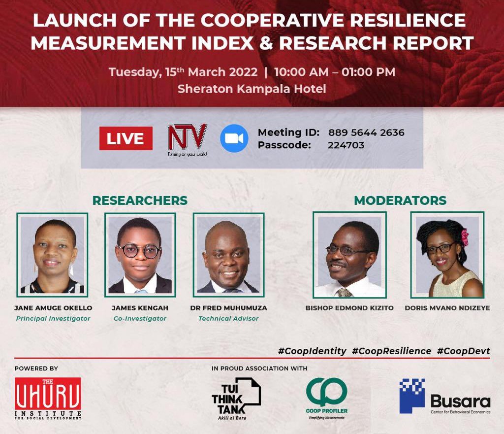 BusaraCenter's tweet photo. Proud to see our very own James Kengah, co-present the findings from our project with the @UhuruInstitute at 'The Launch of the Cooperative Resilience Measurement Index & Research Report' today.
Watch it back here: https://t.co/hNwzuw4kYP
#CoopResilience
#CoopIdentity
#CoopDevt https://t.co/exK9GLyNf8