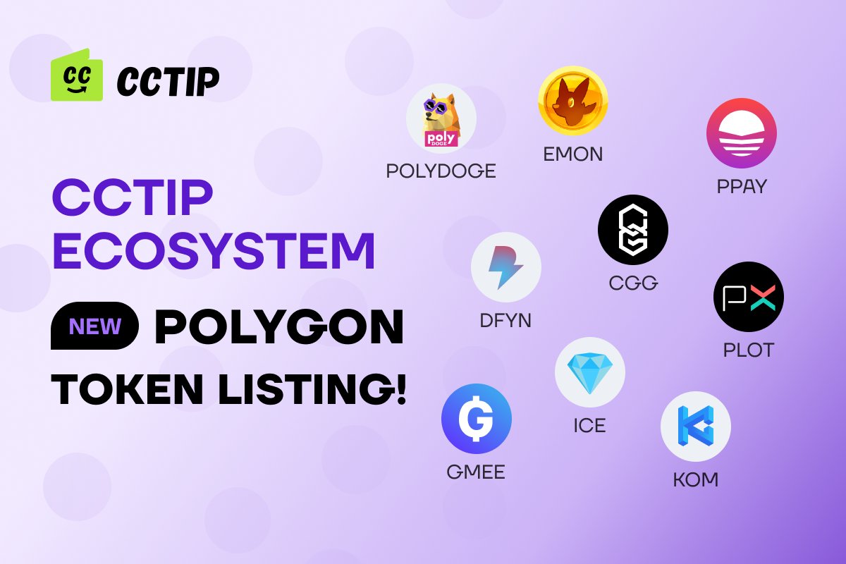 CwalletOfficial's tweet photo. 🔥New tokens of Polygon chain get listed on CCTIP! 

The narrative standing out in DEFI is that of Layer 2 solutions, with Polygon as a leader. We'll continue to work on the addition of more chains and tokens!

@cctip_com draw 30 MATIC 3000 
✅Like+Retweet https://t.co/9cZs5Da5Bn
