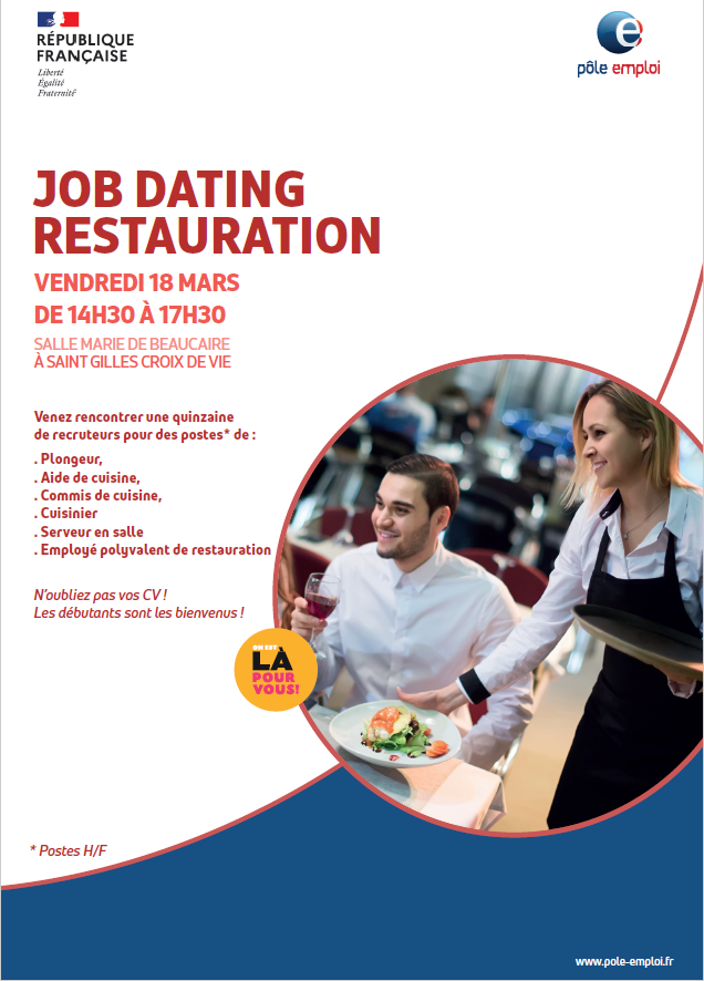 📢#SaveTheDate Sur Saint-Gilles-Croix de Vie, l'agence Pôle emploi avec des restaurateurs du secteur organisent une rencontre pour la saison 2022.
Venez avec vos CV‼️
#Recrutement @poleemploi_PDL