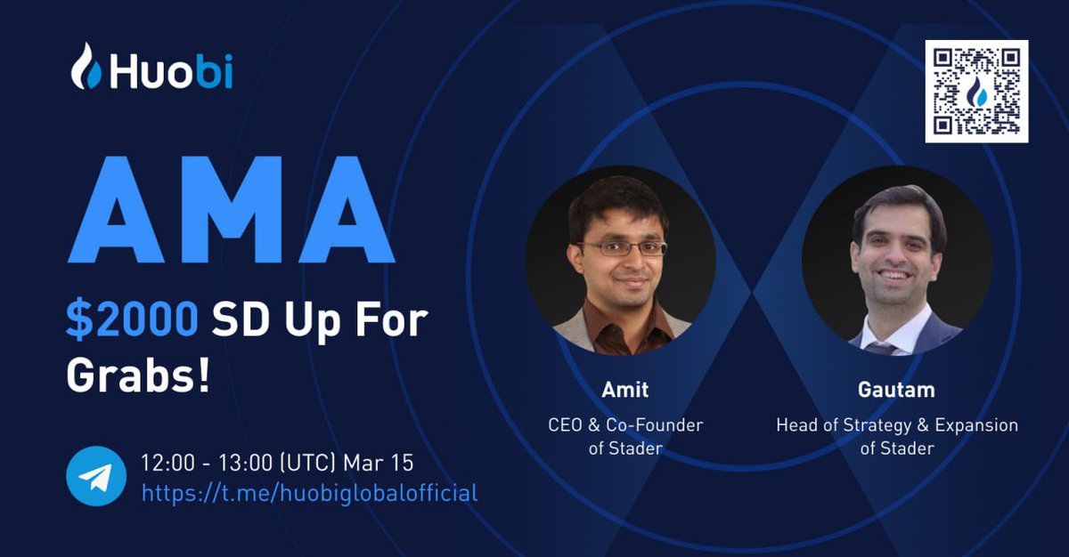 staderlabs's tweet photo. 🚨ATTENTION🚨

🔥HUOBI X STADER AMA 

Today, 15 March
⏰1200-1300 UTC

At  https://t.co/ldEUaQiNz9 

 👏$2000 SD Up For Grabs！

✅Join AMA
✅Share event poster
✅Submit Huobi UID

😻More rewards to win in the quiz @HuobiGlobal

Read Giveaway details:👇
https://t.co/5T9ZgSoLOP https://t.co/47xJIVBo5i