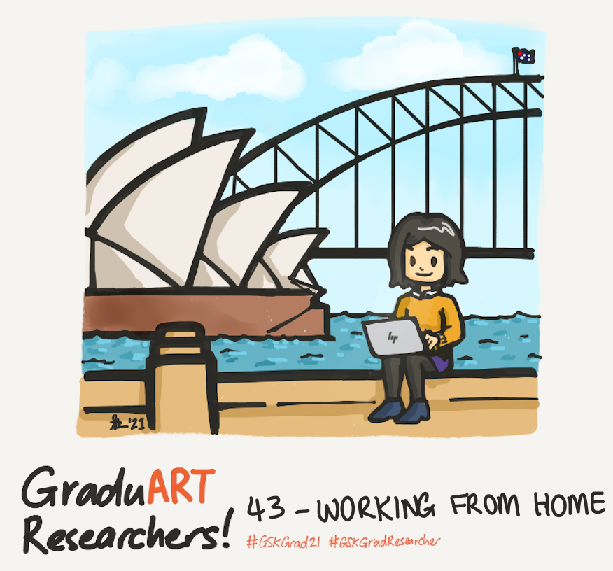 stephdoescience's tweet photo. A lot is said about the joys of working from home... and nothing was more joyous than Week 43 as a #GSKGradResearcher when I got to work from my actual home in Sydney (and not the friend's living room that I was living at in Melbourne)! #GSKGrad21 #GraduARTResearchers https://t.co/WbwaYfoVBH