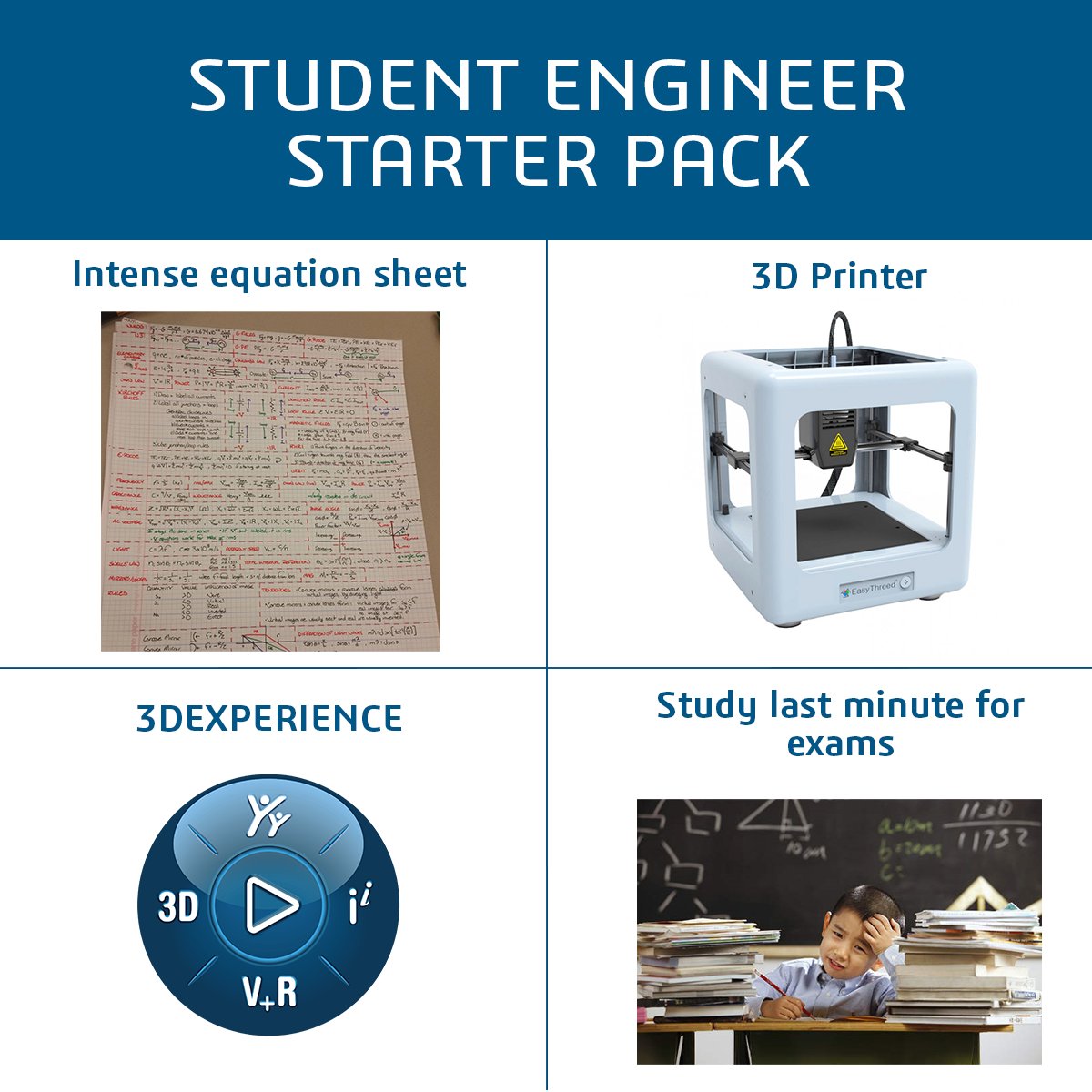 3DXEdu's tweet image. The starter pack of a student engineer 😁 
Let us know in the comments if you think this is accurate 😉 
#starterpack #studentengineer #engineer #3DXEDU #3DEXPERIENCE