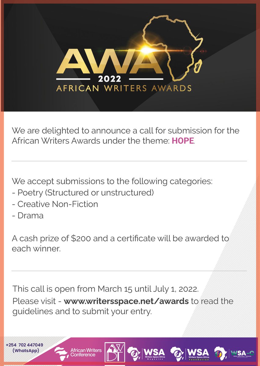 south_writers's tweet photo. Africa! It's that time of the year again! Head to https://t.co/8EXbUKCrSF to submit your entry. We HOPE you win! https://t.co/Ld1d4IWdcf