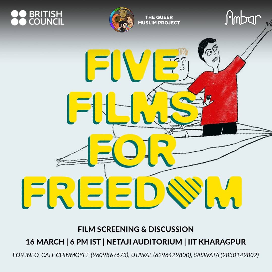 ambariit's tweet photo. Watch #FiveFilmsForFreedom with us at 6 PM IST, March 16 at Netaji Auditorium, IIT Kharagpur
(India curation by @thequeermuslimproject in partnership with @inbritish)
@britishcouncil @britishfilminstitute #LoveIsLove #BFIFlare #LGBTIQ #LGBTQ #LGBTQRights #LoveIsEqual #EqualRights https://t.co/9HhHtDFfIe