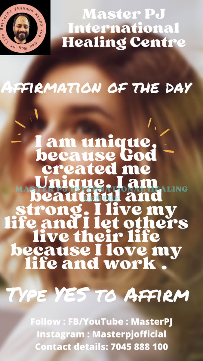 bymasterpj's tweet photo. God created you with Unique features, Uniqueness. You are You ! Not to be ashmed or not to be compared. Your IDENTITY is YOU and your UNIQUENESS !
GOD created you to be Unique... FEEL UNQUIE !
- #MasterPJ
#transformation #lifecoach #success #mindset #masterclass #mindfullness https://t.co/ebHDA8q0fG