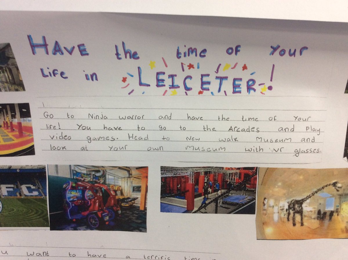 MayflowerPSch's tweet photo. Year 3 have been writing posters to persuade their linking school school friends to visit Leicester. What do you think of their โbossyโ titles? @LinkingSchool @StHardulphs https://t.co/V635WNieXY