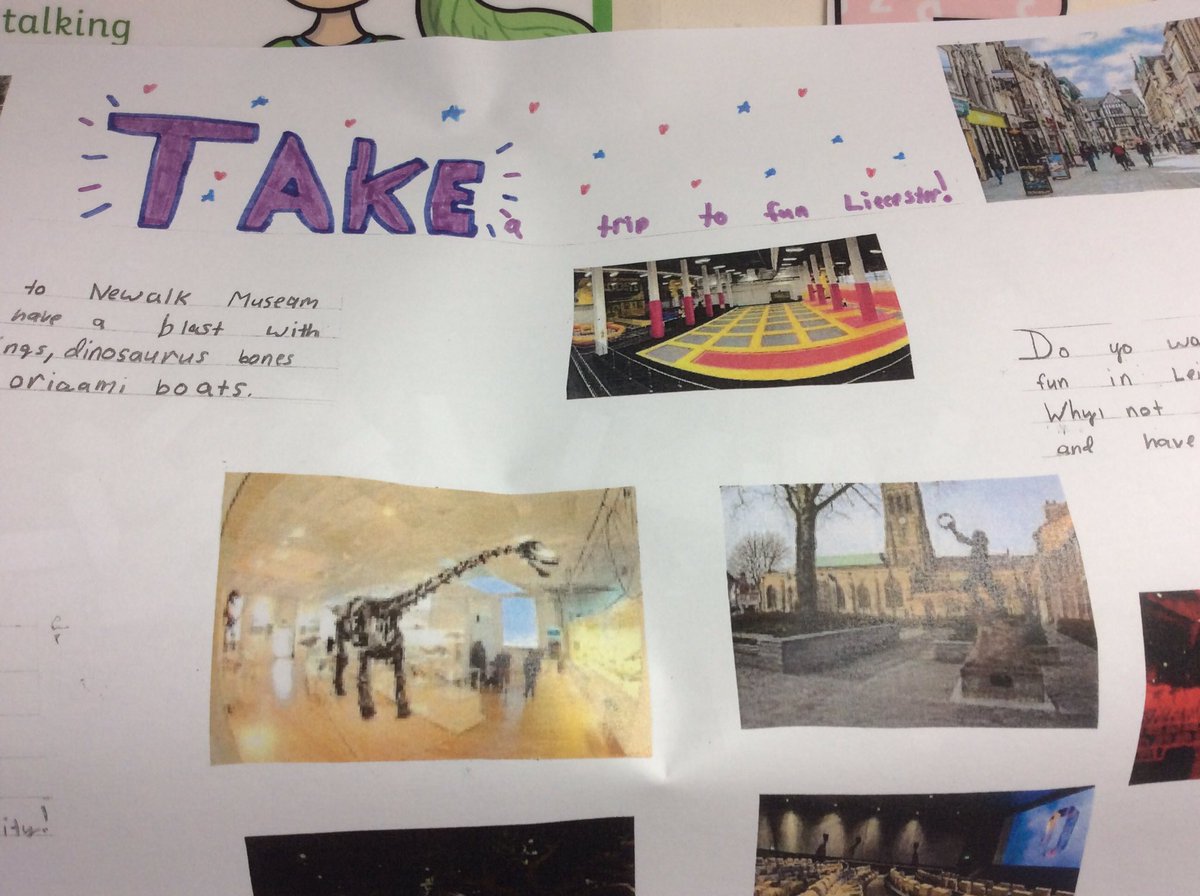 MayflowerPSch's tweet photo. Year 3 have been writing posters to persuade their linking school school friends to visit Leicester. What do you think of their โbossyโ titles? @LinkingSchool @StHardulphs https://t.co/V635WNieXY