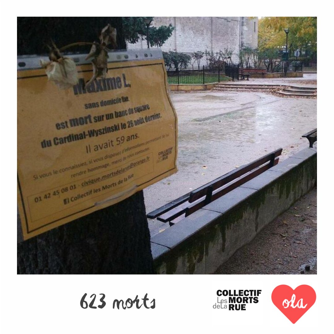 La rue tue

🖤Hommage aux 623 Morts de la rue en 2021 à 12h15 place Stalingrad

Marche silencieuse jusqu'aux Buttes-Chaumont où les fleurs seront déposées devant les noms

Merci au Collectif <a href="/Mortsdelarue/">Mortsdelarue</a> pour leur engagement à "honorer les morts pour agir pour les vivants"

#SDF