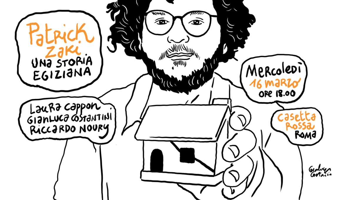 Domani vi aspetto alla <a href="/CasettaRossa/">Casetta Rossa</a> alle 18.00 per la presentazione "Patrick Zaki. Una storia egiziana." Con <a href="/lacappon/">Laura Cappon</a> e <a href="/RiccardoNoury/">Riccardo Noury</a> di <a href="/amnestyitalia/">Amnesty Italia</a> 

Info: channeldraw.org/2022/03/15/pat…