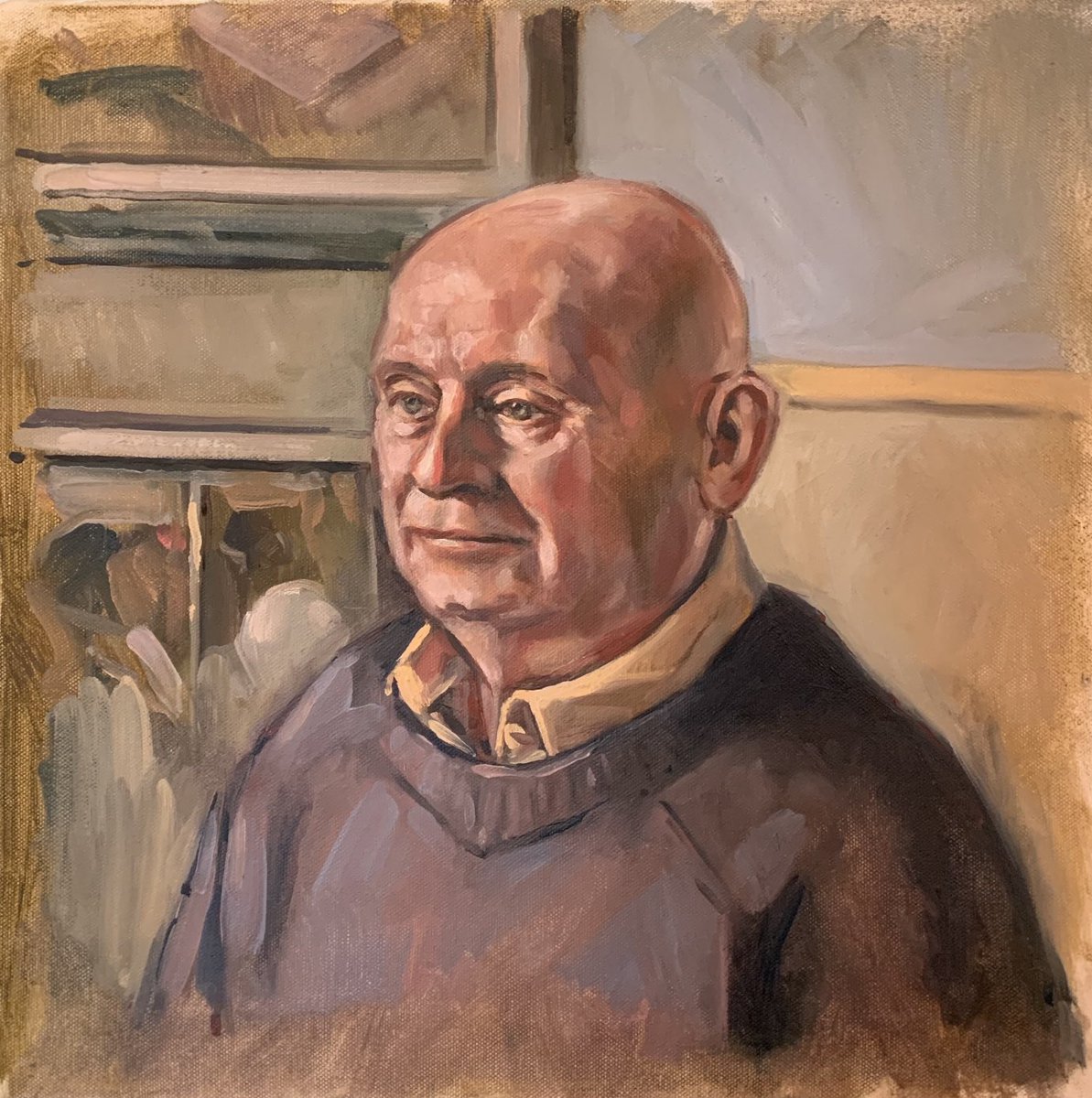 suffolkpainter's tweet photo. My neighbour kindly sat for session in the studio. I have been doing a lot of commissions from photographs so nice to do a study from life. #portrait #oil #sketchoftheday #painting #portraiture #lessonsavailable https://t.co/a9U6YlhftD