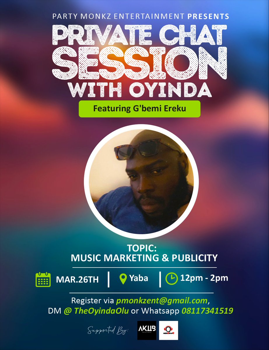 TheOyindaOlu's tweet photo. @GbemiEreku is the Principal consultant of Black Jack Creative Management &amp; Communications Company, An agency that help-s creatives and brands promote, market and communicate effectively to its targeted audience.  

#PCSWO ...LEARN! KNOW!! SHOW!!!
#PrivateChatSessionWithOyinda https://t.co/RGhD2G93N4