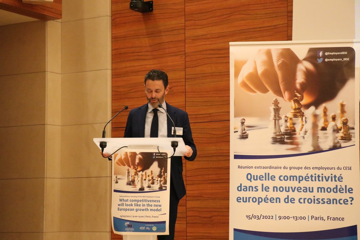 employers_EESC's tweet photo. With #Covid it was the moment of solidarity, today it is that of:
1. Building a more robust economic base
2. Reducing our #energy dependencies; and
3. Bolstering our #defence capabilities;
@StefanoMalliaEU at event on new #EuropeanGrowthModel https://t.co/kUT2vyikYv