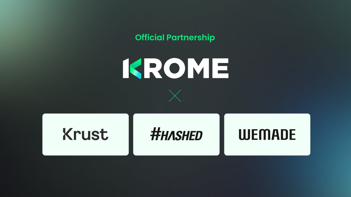 KROME team is announcing official partnership with Krust, Hashed and Wemade, the 3 most renowned backers in crypto space! With amazing partners, our team will continue the plan to expand the Klaytn ecosystem with "Reliable &amp; Scalable USDK"!
#KROME #USDK #Krust #Hashed #Wemade