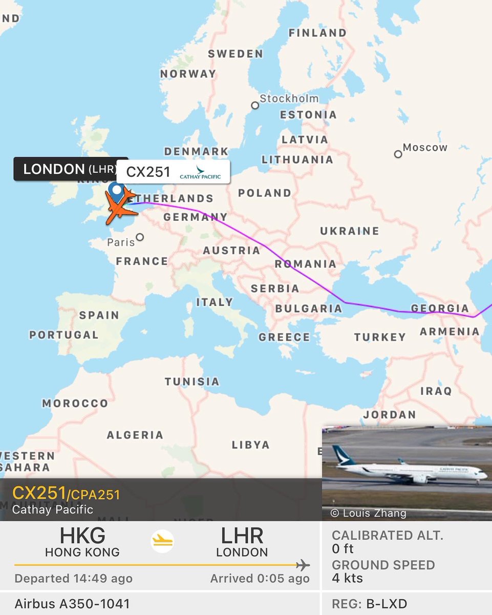 Fly_T0_Nowhere's tweet photo. 🚨✈️ @cathaypacific today flew a much longer route for its 🇭🇰HKG-🇬🇧LHR flight - probably to avoid Russia airspace

🛫FLIGHT TIME
Usual: around 12-12.5hrs
March 15 (CX251): 14:46hrs

🗺PATH: the “Silk Road” 😉

@flightradar24 @JournoDannyAero #Cathaypacific #aviation #AvGeek https://t.co/Owtl1JnlfZ