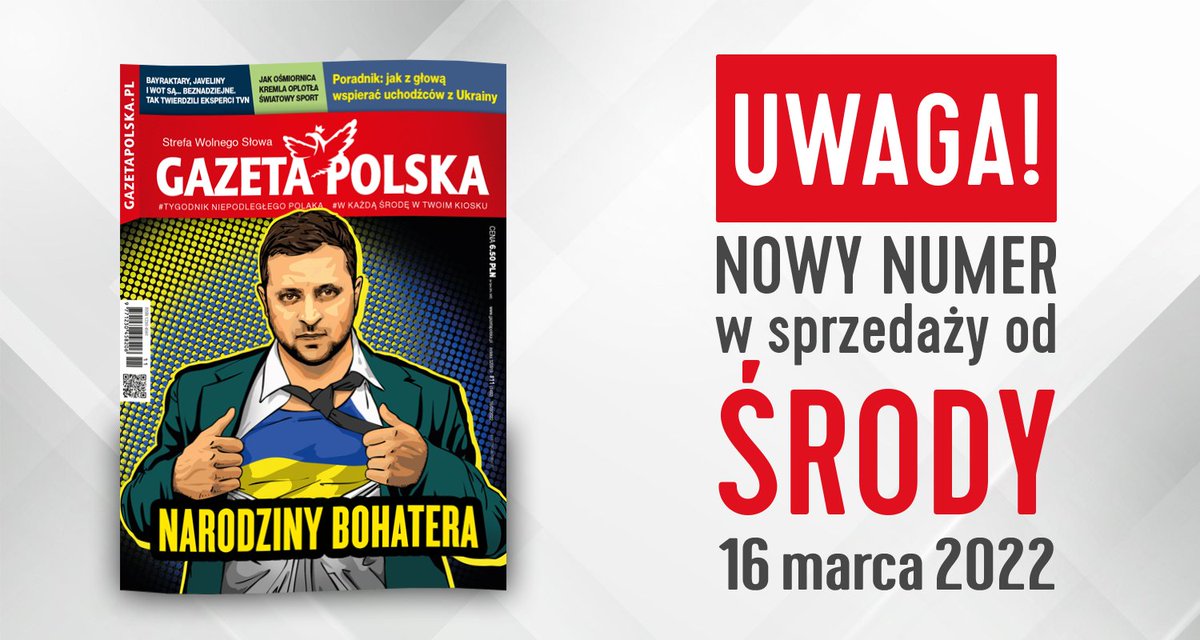 Najnowszy numer tygodnika #GazetaPolska w sprzedaży od środy 16 marca 🗓 oraz na stronie 👉🏻  prenumerata.swsmedia.pl 

➖➖➖
UWAGA ♥️
Cały dochód ze sprzedaży prenumeraty elektronicznej zostanie przekazany na pomoc dzieciom z UKRAINY 👶
➖➖➖

WIĘCEJ » GazetaPolska.pl