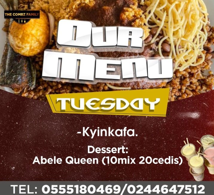 CombzfamKitchen's tweet photo. #Combz #Tuesday #Kumasi https://t.co/1MXxi6xooG