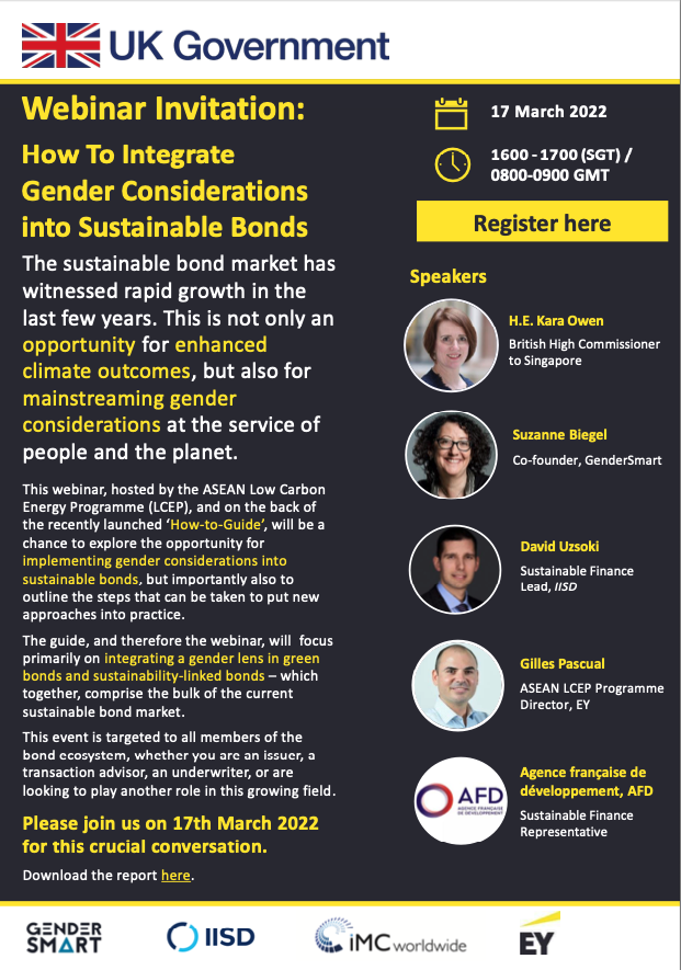 alphamundi's tweet photo. Launch event of the "How to Guide: Integrating Gender Considerations into Sustainable Bonds" this Thursday .

Top speakers from @IISD_news, @GenderSmartIS, @AF_ALULA   and @EYnews  will discuss approaches to design gender-smart sustainable bonds.

https://t.co/E1ApE11uyc https://t.co/X1AwpbKNJD