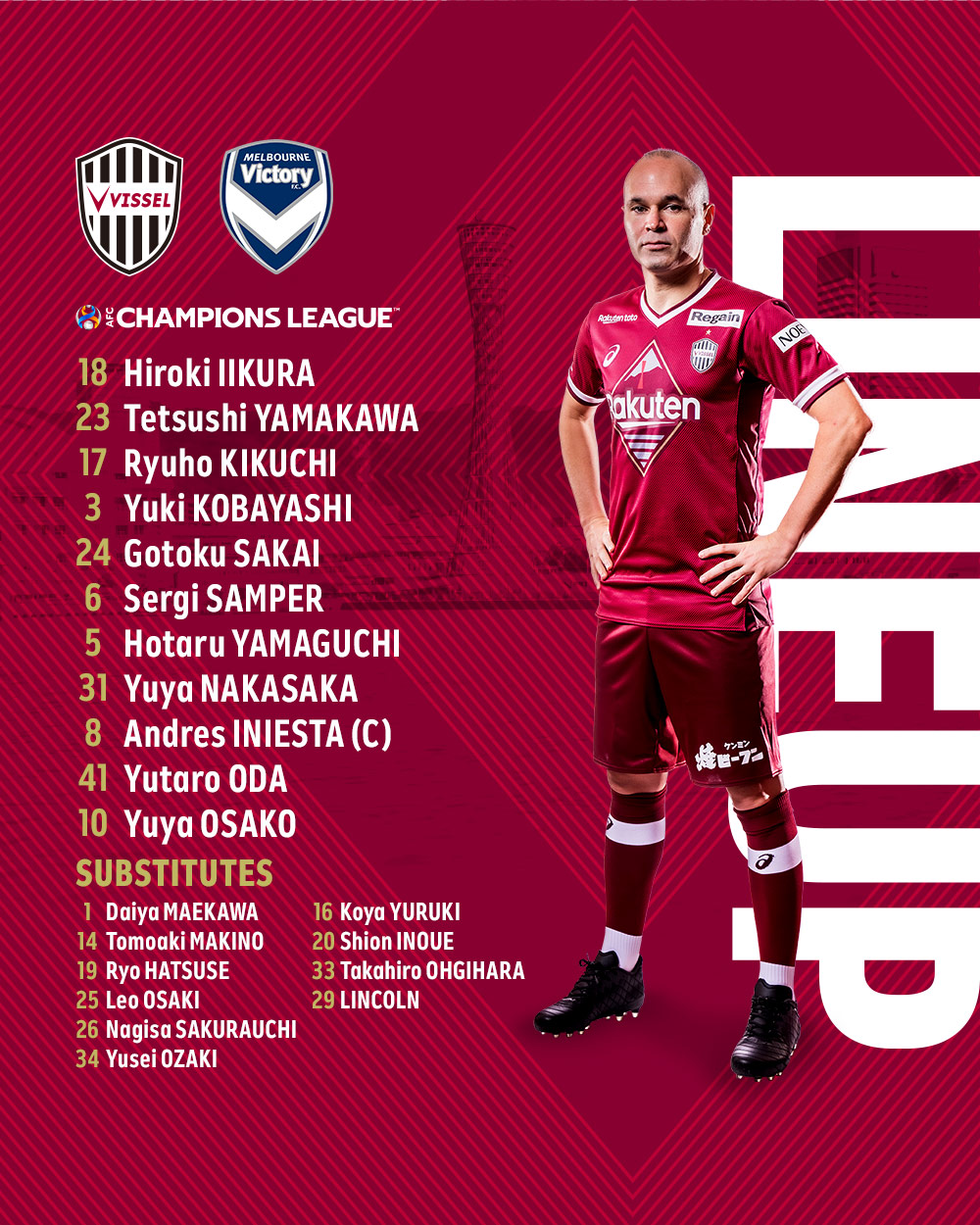 ヴィッセル神戸 今日のメンバーはこちら Today S Squad To Face Melbourne Victory Rakuten Tvで無料ライブ配信 視聴は T Co 5eraex3u3g Visselkobe ヴィッセル神戸 Acl22 T Co Y90zxxtho4 Twitter