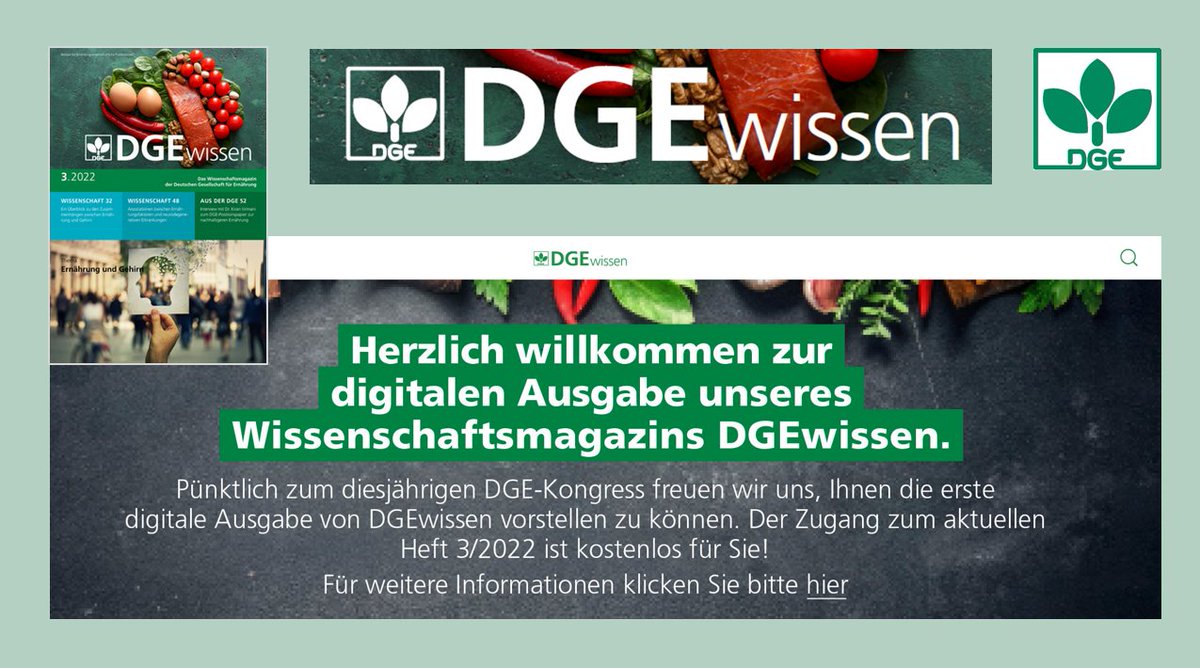 Psst - schon mal vorab:
Ab Mai ´22 gibt es die digitale Ausgabe unseres #DGE_Wissenschaftsmagazins für alle #DGE-Mitglieder und Abonnent*innen vorerst kostenlos dazu.
Profitieren Sie auch davon und werden Sie #DGE-Mitglied!
#Ernährung
dge.de/wissenschaft/d…
