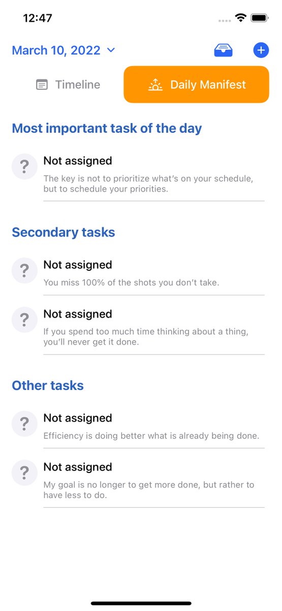TaskFoxApp's tweet photo. Ready to achieve greater results in less time? Then stop procrastinating and start prioritizing! Discover new Daily Manifest feature in TaskFox 1.1.0 🚀 . Feedback is always welcome! https://t.co/rOr1ttgJIx