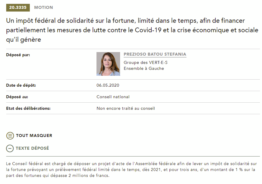 covid_ch's tweet photo. Ce matin, le parlement se positionne sur au moins deux motions pour un financement dit 'solidaire' de la crise covid (soit via un point de solidarité sur grosse fortune, soit les dividendes).

Réponse dans la journée sur l'acceptation ou non de la chose

@Prezioso2 , @RegulaRytz https://t.co/bNP8qkl2zd
