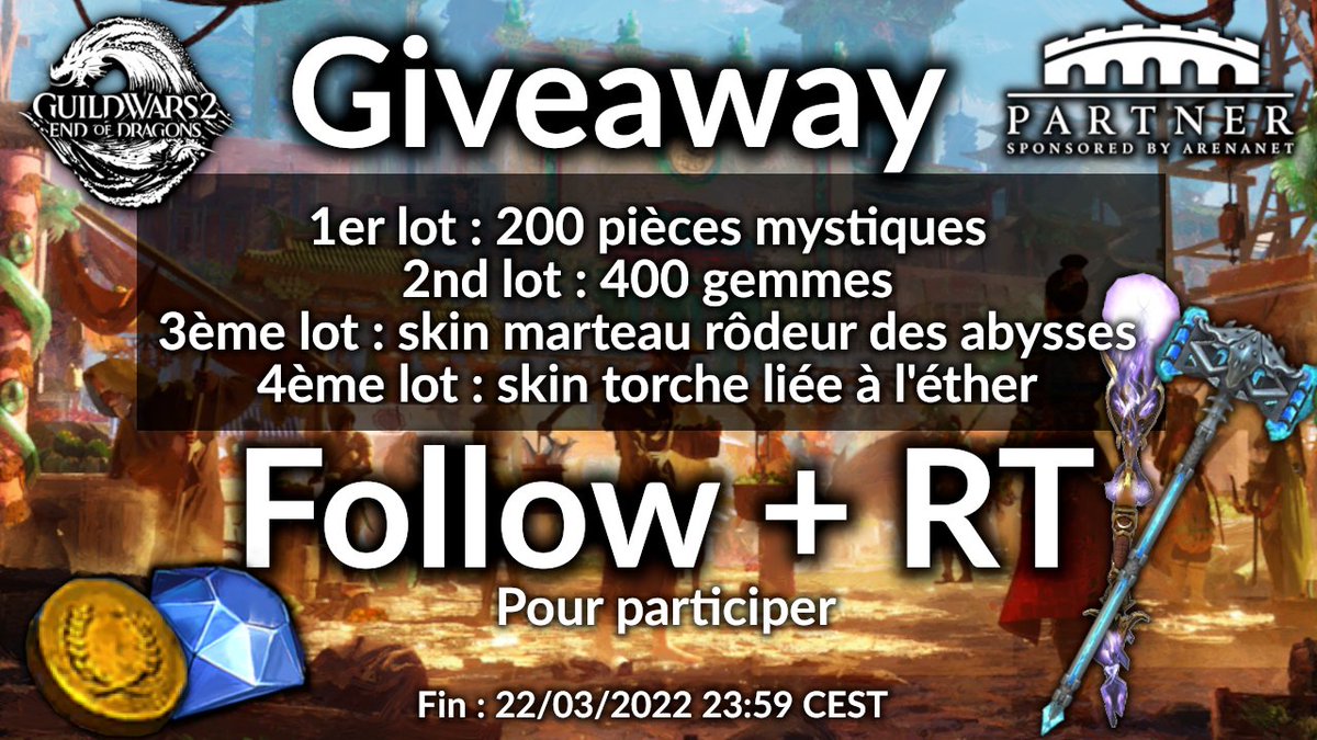 HistorienAtis's tweet photo. #GW2EOD est bien lancé, je vous propose un petit concours pour tenter de gagner plein de petits lots, pour 4 gagnants !🎁💎🪙

Pour participer :
✅Suivre @HistorienAtis 
✅Retweeter ce tweet

Tirage au sort: 22/03/2022 23:59 CEST 🗳️ https://t.co/3nOMNMEm2c
