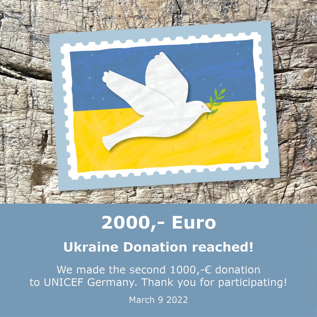 papersisters's tweet photo. With our "Peace for Ukraine" postcard we could already donate 2.000 € towards @UNICEFgermany and we love to see the cards travelling via #postcrossing and as regular mail all around the world! #UkraineChildren https://t.co/urj29kUVW3 https://t.co/Q1o9ecZEJG