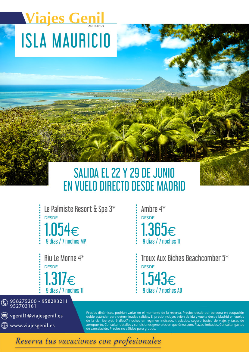 ✈️Vuelo directo desde Madrid...No te lo pienses y ven a reservar tu viaje.  
Un destino que no puedes dejar de visitar a un precio que no puedes dejar escapar.🥳

☎️958275200-952703161

#islamauricio #viajesgenil #ofertasdeviaje #ganasdeviajar