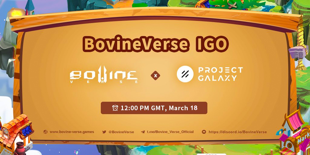 BovineVerse's tweet photo. Dear all, @ProjectGalaxyHQ and @BovineVerse decided to postpone the #IGO date to March 18, so more players can prepare for it🥳

🗓GMT:
#Whitelist Round: 12 PM, March 18 - 12 PM, March 20
👤: #hodlers of #OAT, #GalaxyGirl &amp; other selected winners

How: https://t.co/4mPqxMiIEK https://t.co/VZiRelhdPo