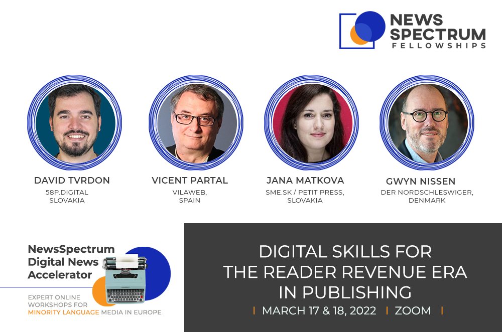 globalfreemedia's tweet photo. Join our #NewsSpectrum workshop & learn to:
📩 Craft a #newsletter strategy
🎧 Plan your #podcasts & build an overall #audio strategy
📈 Adapt the newsroom workflow to focus on #ReaderRevenue.
📆 March 17 & 18
For minority-language media in #Europe!
🌐https://t.co/T9yQbELxBQ https://t.co/bVTlbHlvEQ