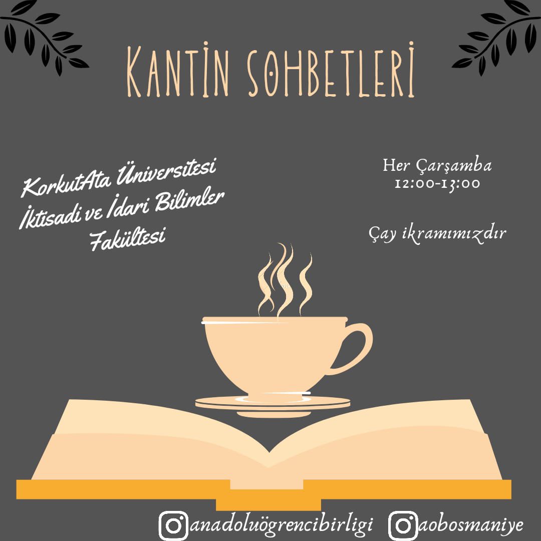 📍Çarşamba günleri sıcak çay eşliğinde bizimle “Kantin Sohbetlerimiz”de buluşmaya davetlisiniz.