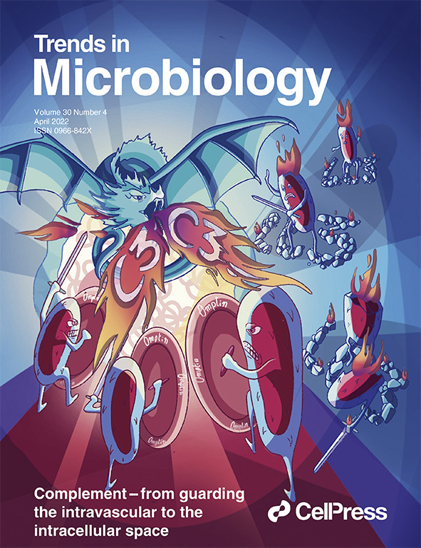 The April 2022 issue is online now! 

Cover image shows the competent system in host-pathogen interactions. Articles on oesophageal #microbiome, use of H2 by aerobic bacteria, fungal phosphate metabolism, quorum sensing/ phenotypic heterogeneity and more!

cell.com/trends/microbi…