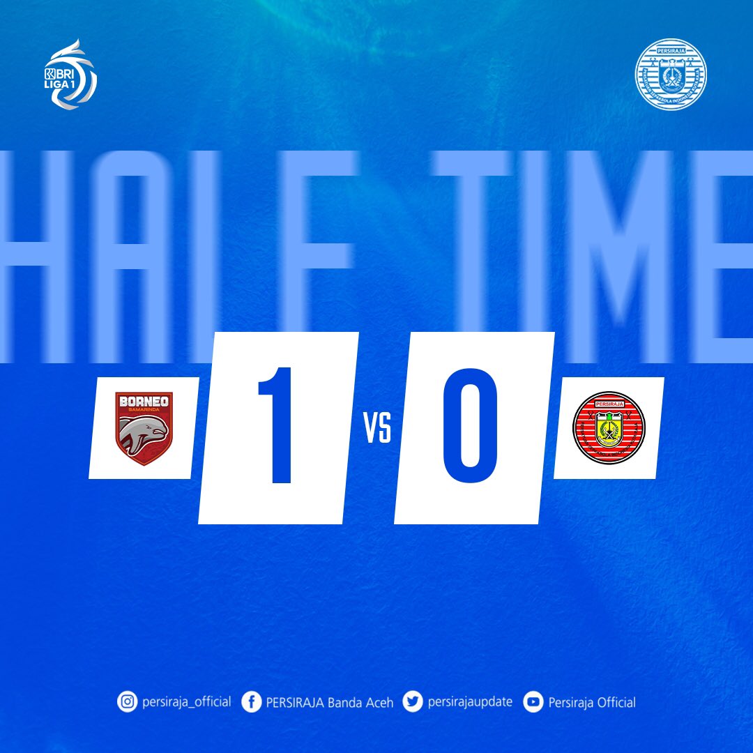 persirajaupdate's tweet photo. HALF-TIME

BORNEO FC 1-0 PERSIRAJA

Laskar Rencong tertinggal satu gol di babak pertama atas Pesut Etam

#PERSIRAJA 👑 #LaskarRencong #BRILiga1 #DukungDariRumah https://t.co/hnXgY2QYpx