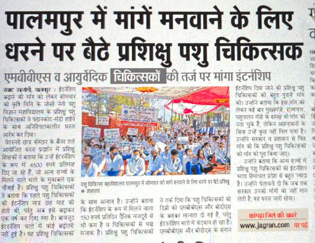 DrCPSheela07's tweet photo. जब टूटने लगे हौसले तो बस ये याद रखना,
बिना मेहनत के हासिल तख्तो-ताज नहीं होते,
ढूंढ लेते हैं अंधेरों में मंज़िल अपनी,
जुगनू कभी रौशनी के मोहताज़ नहीं होते।
HP Veterinarian's strike continues on fifth day.
#HP_Vet_Stipend 
#increase_vet_stipend
@CMOFFICEHP
@jairamthakurbjp https://t.co/VWsf2JegAD