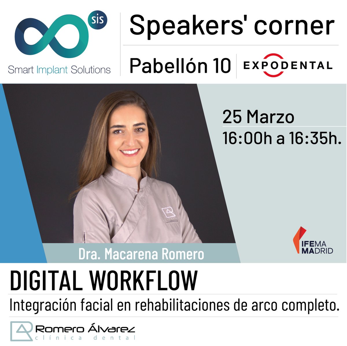 SmartImplantSol's tweet photo. Smart Implant Solutions junto con @ClinicaDentalDoctoresRomeroAlvarez,  han desarrollado dos talleres DIGITAL-WORKFLOW, que serán impartidos en ExpoDental .¡Os esperamos!. https://t.co/SjsYZ0t9bj
